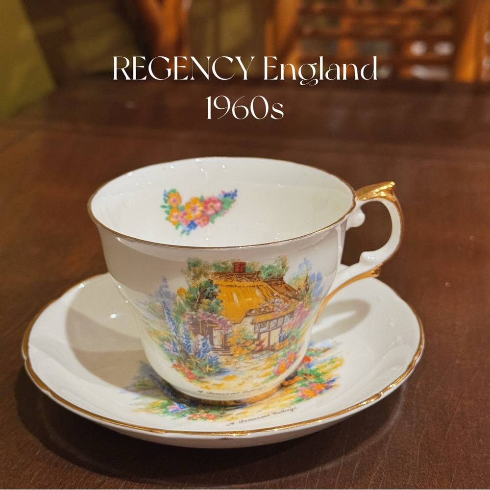 REGENCY England Vintage A Somerset Cottage Scene Teacup & Saucer